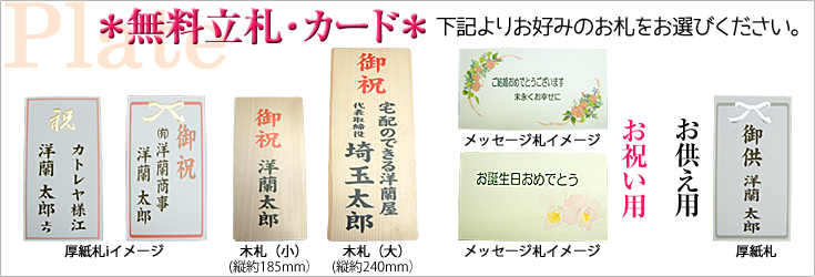 立札例　木札　厚紙札　メッセージカー札　森田胡蝶蘭園｜フラワーギフト通販ミーム