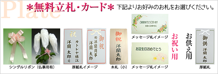 立札　木札（小）、紙札、メッセージ札　森田洋蘭園